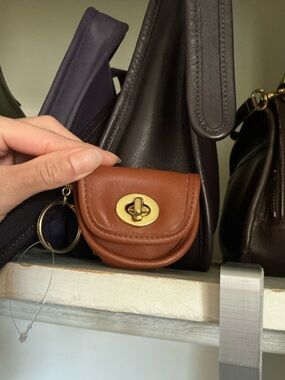 Coach Mini Coin Pouch in Saddle Brown with Gold Turnlock